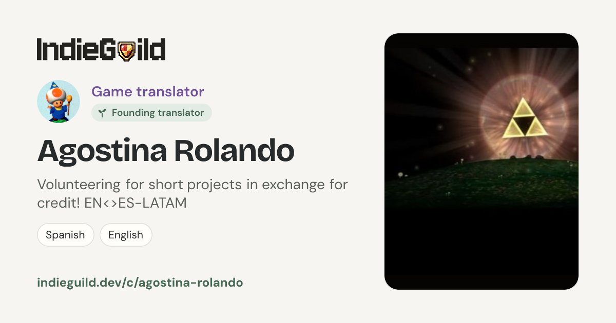Agostina Rolando · Game translator on IndieGuild